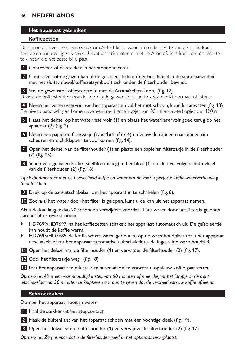 Philips Intense Kaffeemaschine User Manual | Page 46 / 68