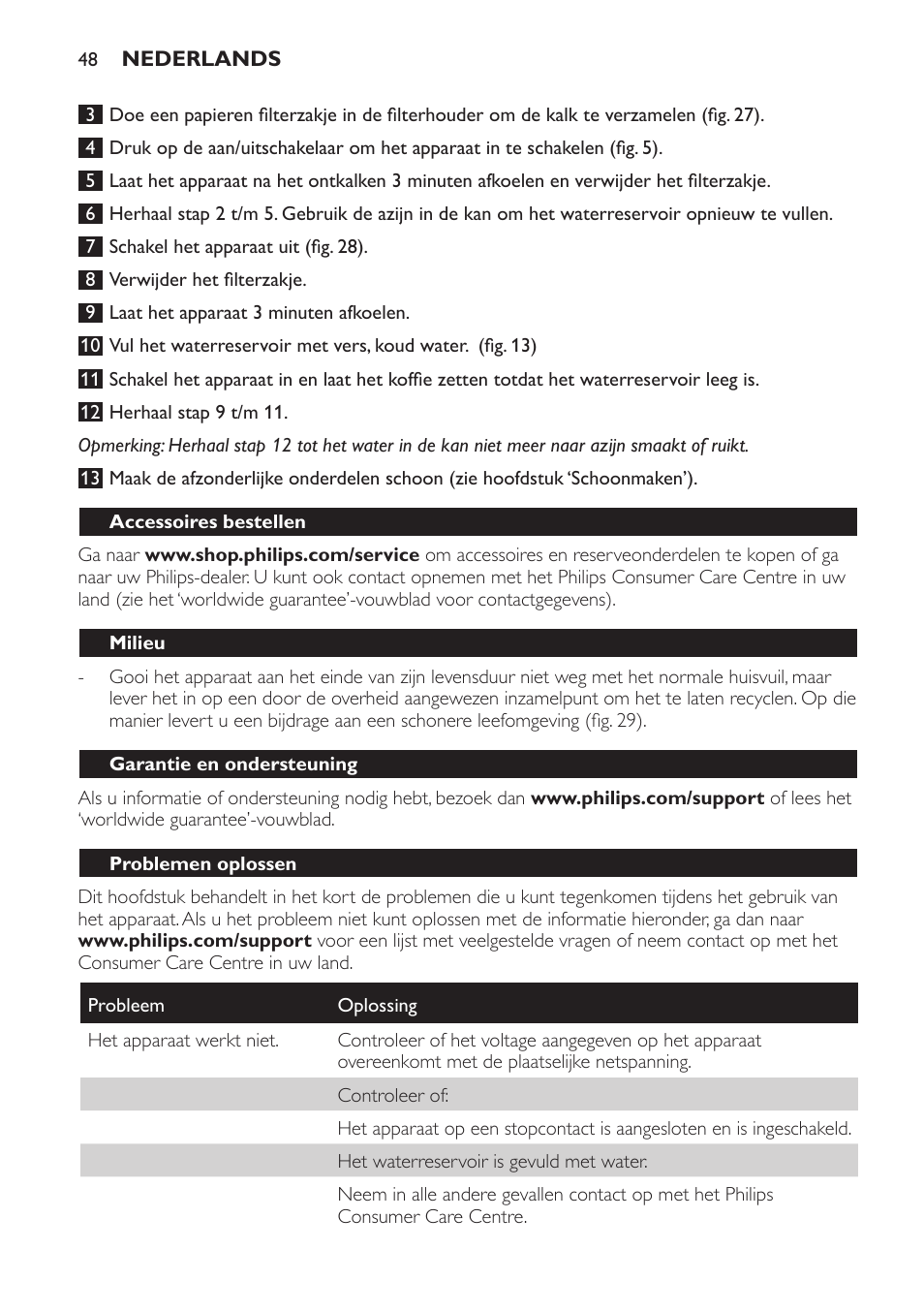 Philips Intense Kaffeemaschine User Manual | Page 48 / 68