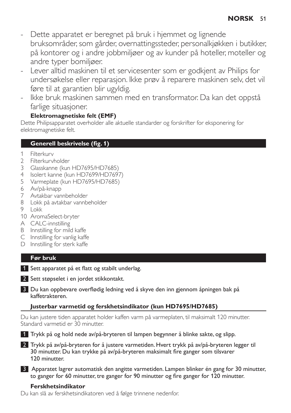 Philips Intense Kaffeemaschine User Manual | Page 51 / 68