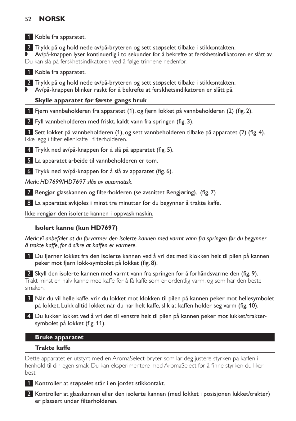 Philips Intense Kaffeemaschine User Manual | Page 52 / 68