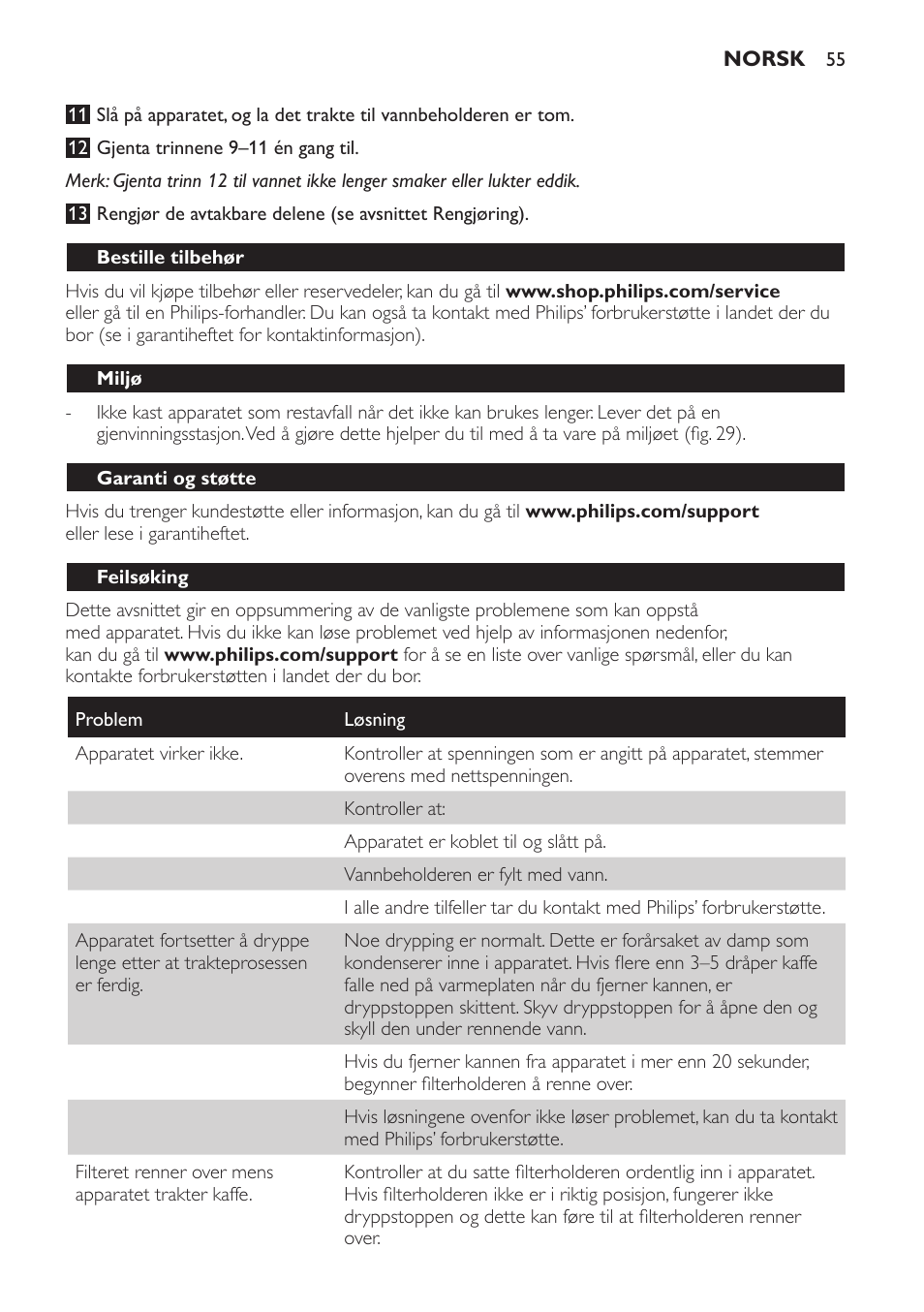 Philips Intense Kaffeemaschine User Manual | Page 55 / 68