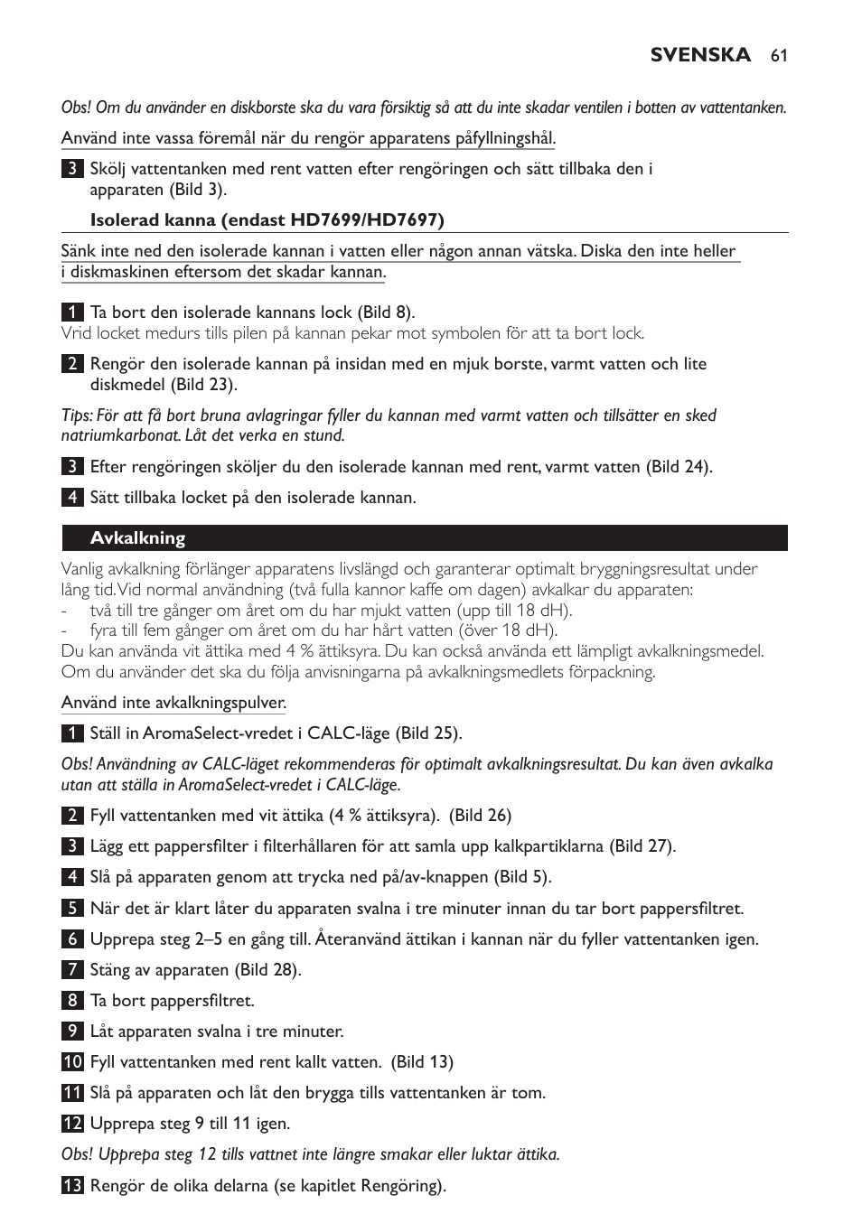 Philips Intense Kaffeemaschine User Manual | Page 61 / 68