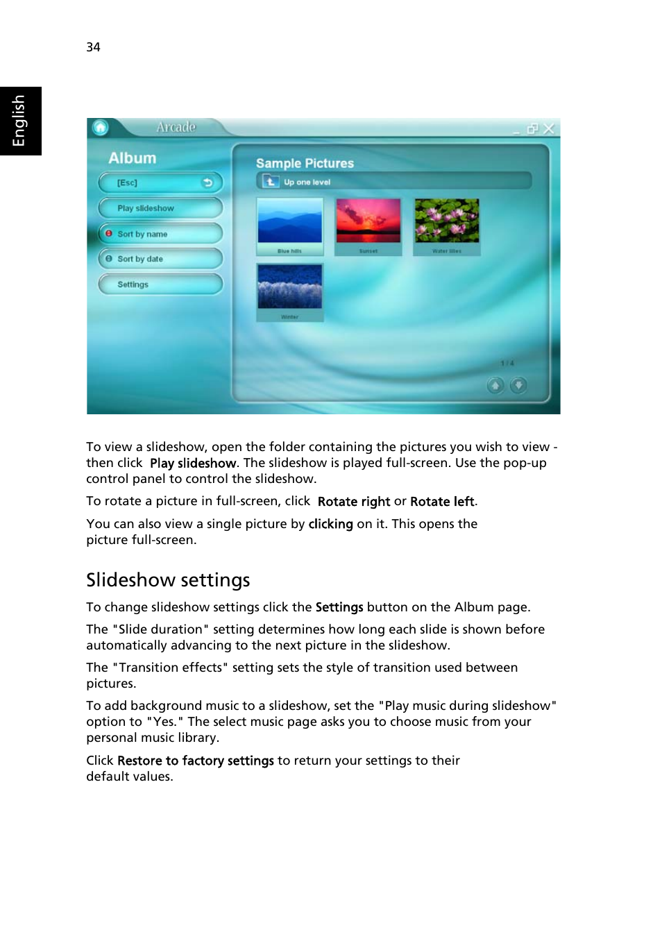 Slideshow settings | Acer 3630 User Manual | Page 44 / 81