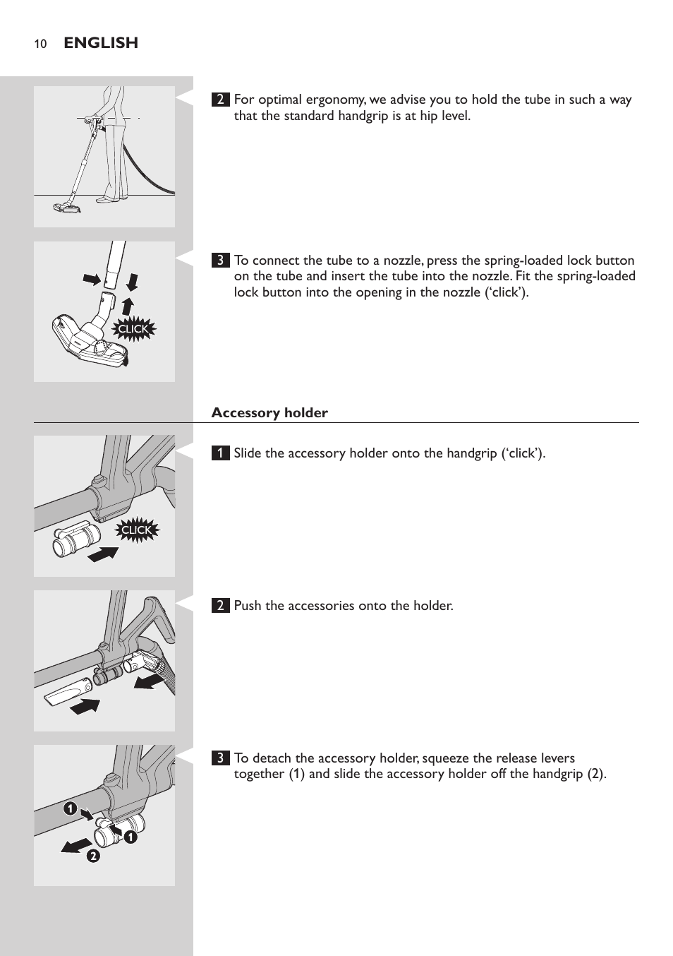 Accessory holder | Philips ErgoFit Beutelloser Staubsauger User Manual | Page 10 / 218
