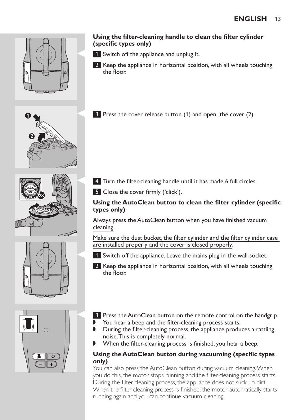 Philips ErgoFit Beutelloser Staubsauger User Manual | Page 13 / 218