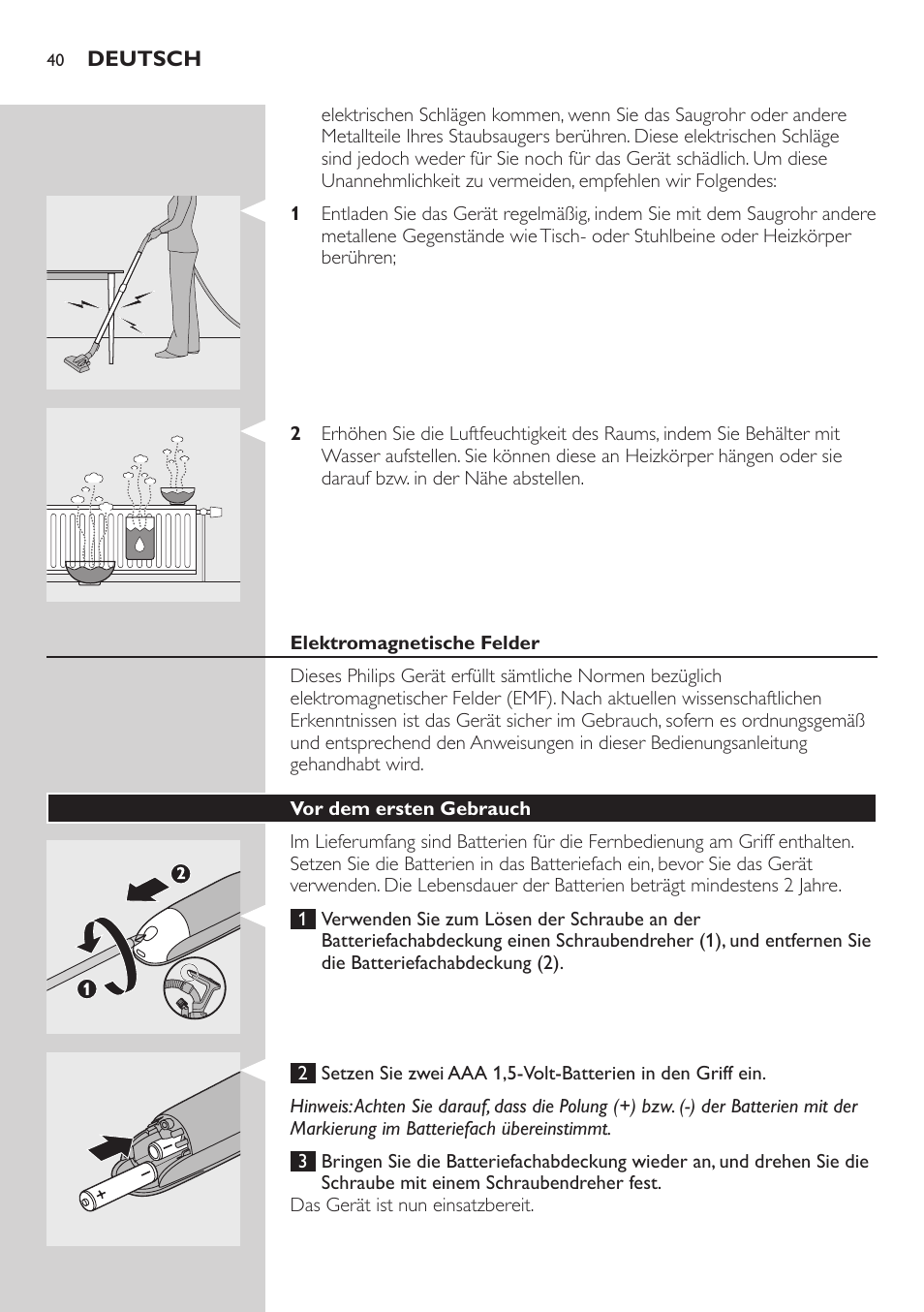 Philips ErgoFit Beutelloser Staubsauger User Manual | Page 40 / 218