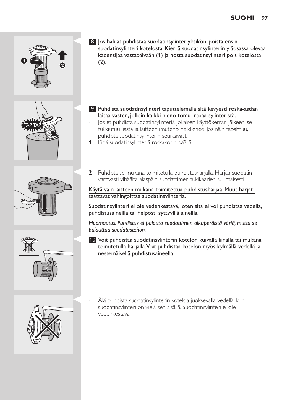 Philips ErgoFit Beutelloser Staubsauger User Manual | Page 97 / 218