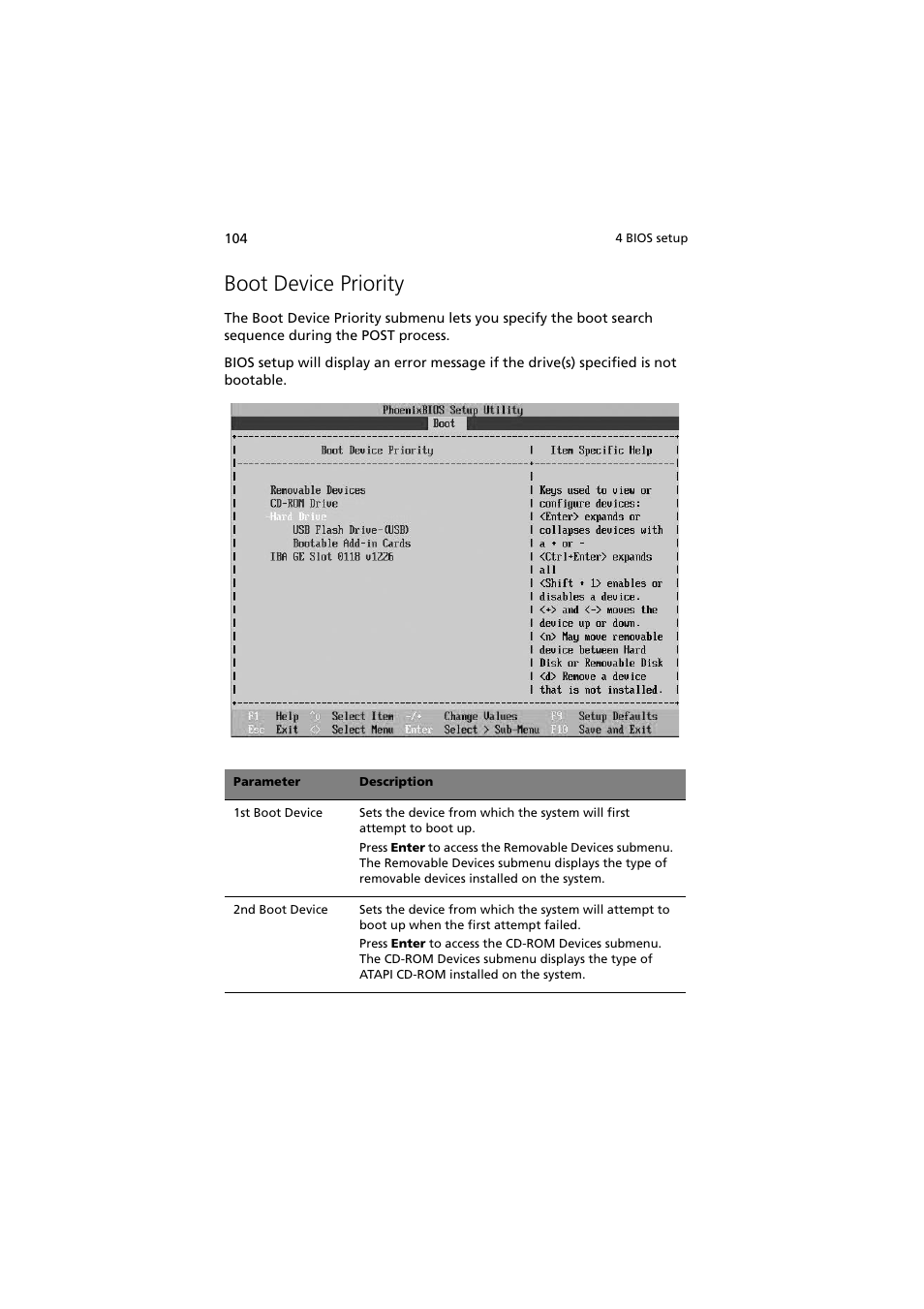 Boot device priority | Acer Altos G5350 Series User Manual | Page 114 / 164