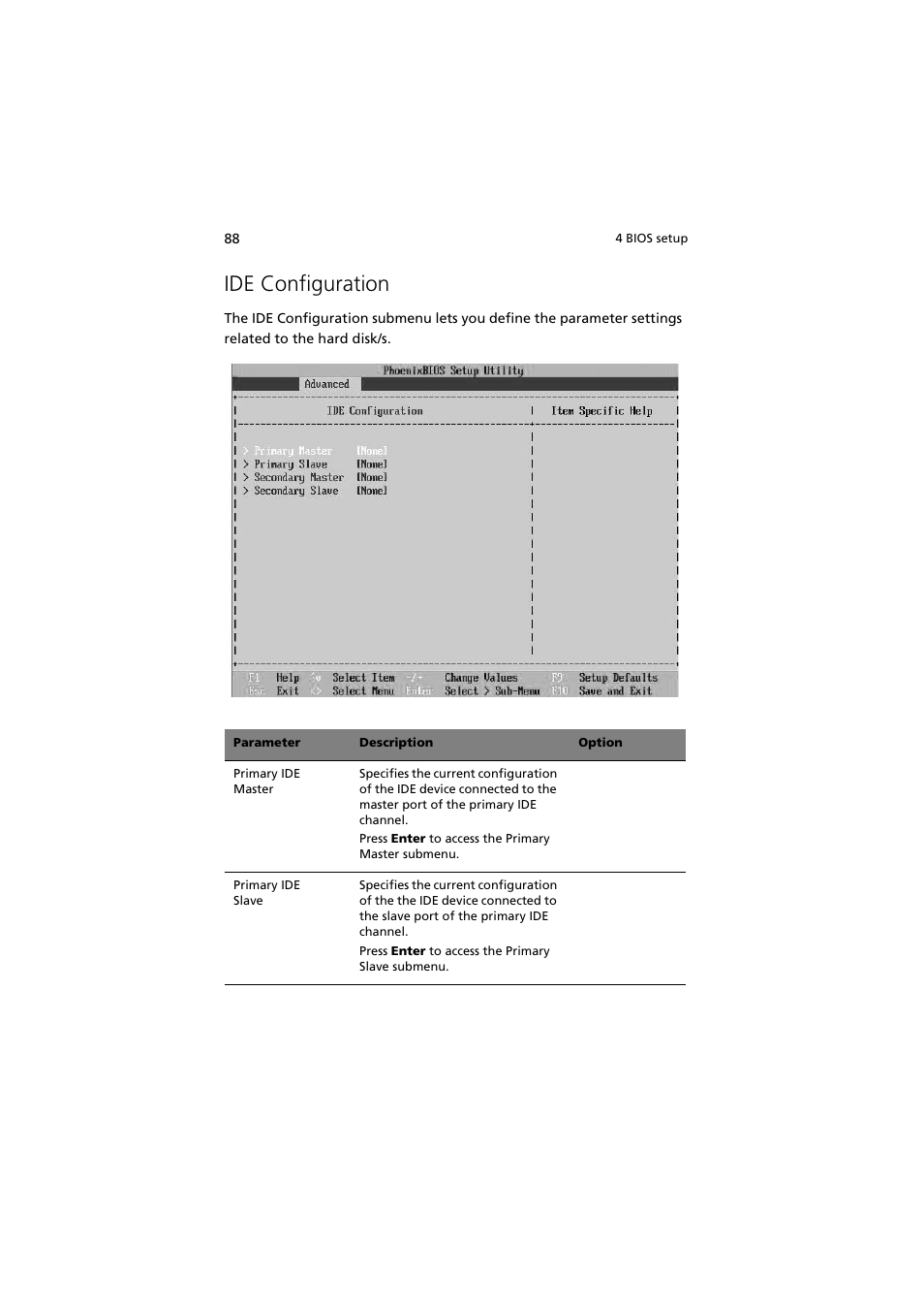 Ide configuration | Acer Altos G5350 Series User Manual | Page 98 / 164