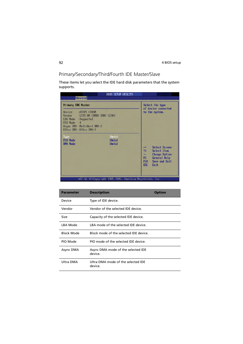 Primary/secondary/third/fourth ide master/slave | Acer Altos G530 Series User Manual | Page 102 / 190