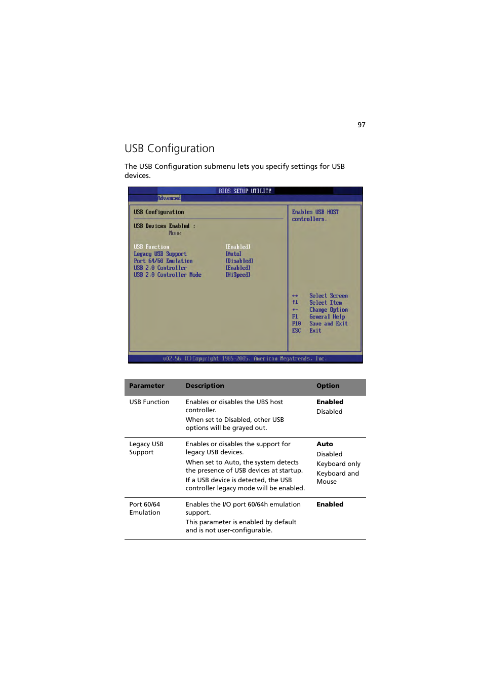 Usb configuration | Acer Altos G530 Series User Manual | Page 107 / 190