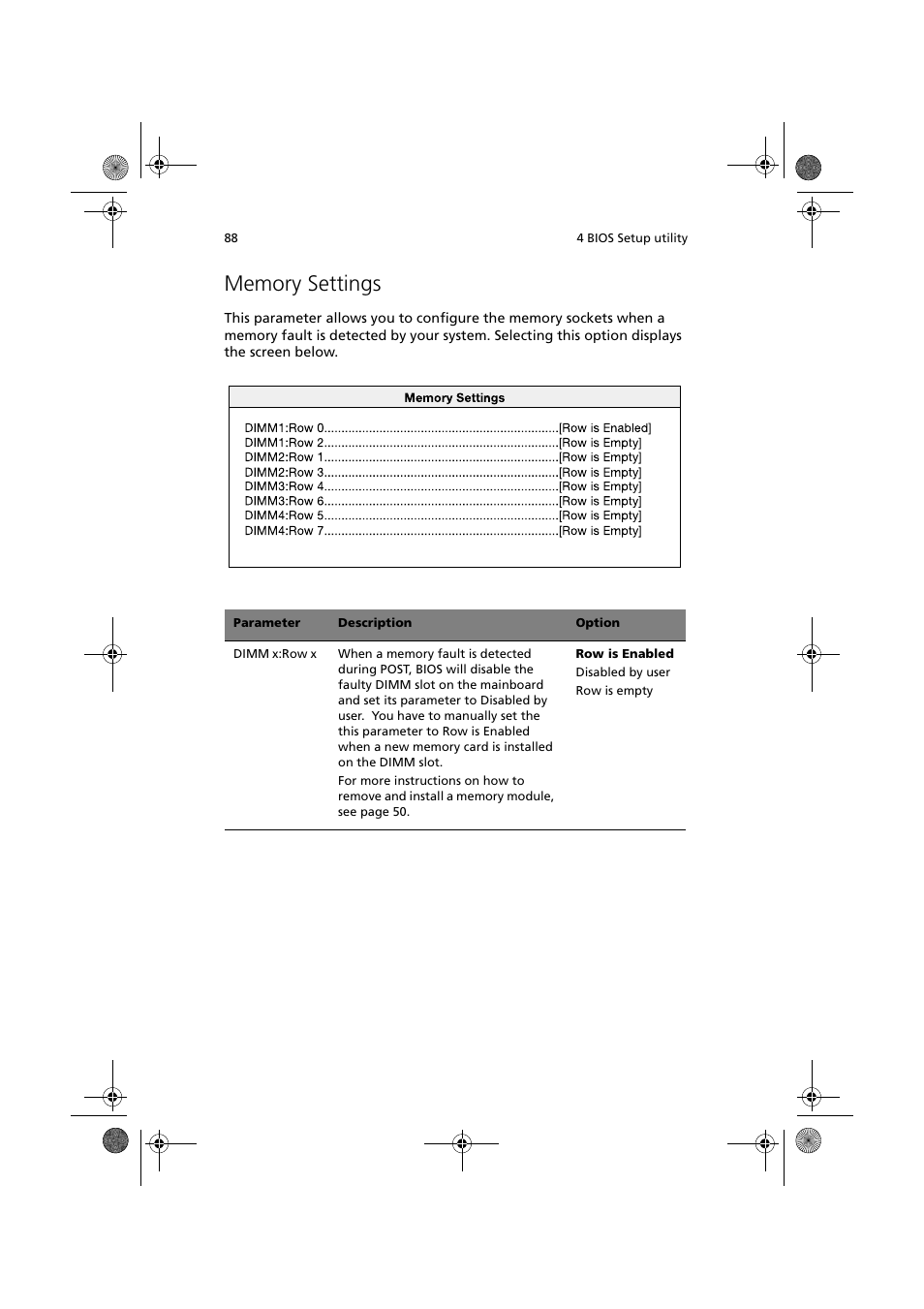 Memory settings | Acer Altos R300 User Manual | Page 102 / 130