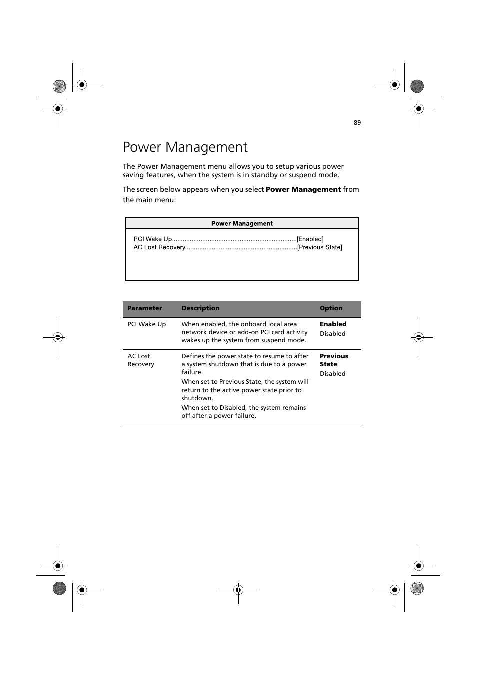 Power management | Acer Altos R300 User Manual | Page 103 / 130