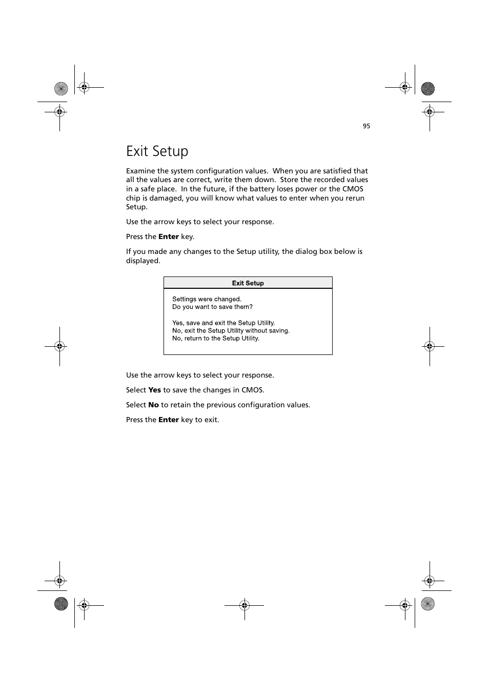 Exit setup | Acer Altos R300 User Manual | Page 109 / 130