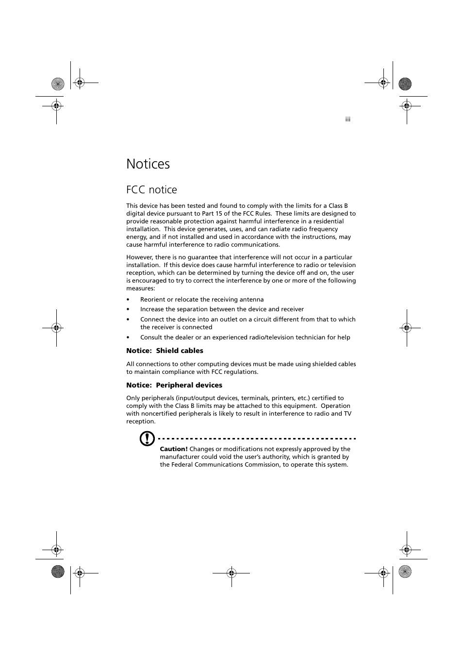 Notices, Fcc notice | Acer Altos R300 User Manual | Page 3 / 130