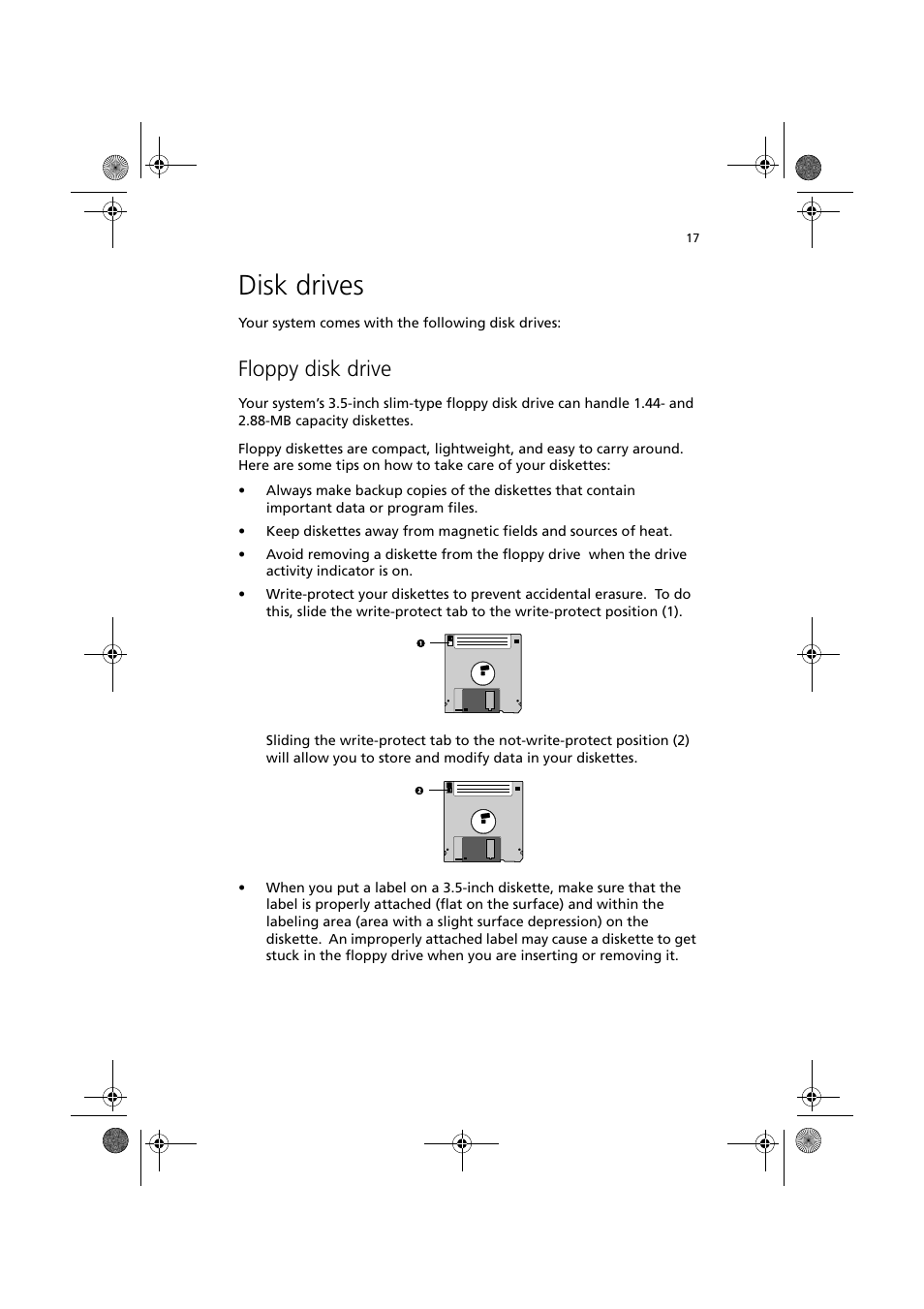Disk drives, Floppy disk drive | Acer Altos R300 User Manual | Page 31 / 130