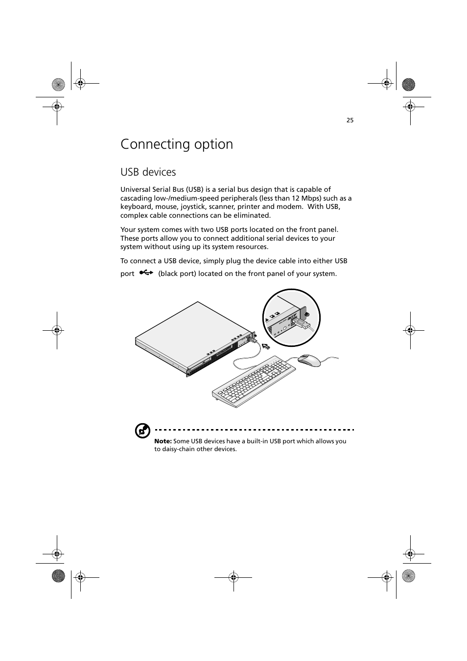 Connecting option, Usb devices | Acer Altos R300 User Manual | Page 39 / 130