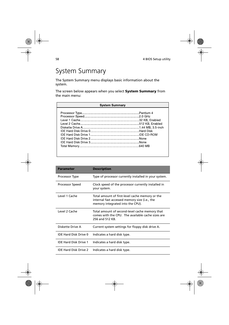 System summary | Acer Altos R300 User Manual | Page 72 / 130