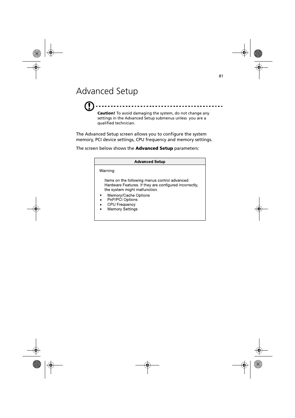 Advanced setup | Acer Altos R300 User Manual | Page 95 / 130