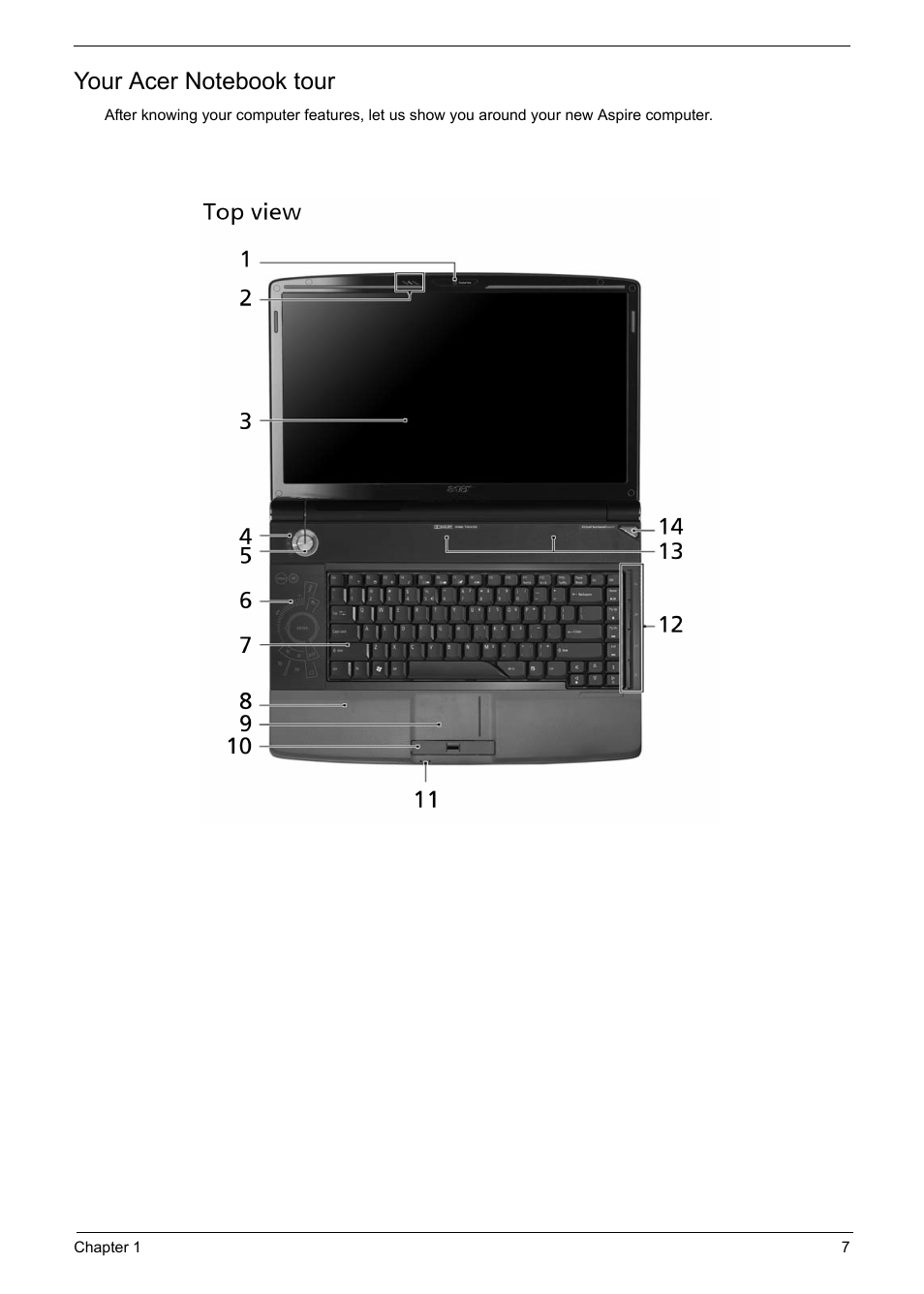 Your acer notebook tour | Acer 6920 User Manual | Page 13 / 124