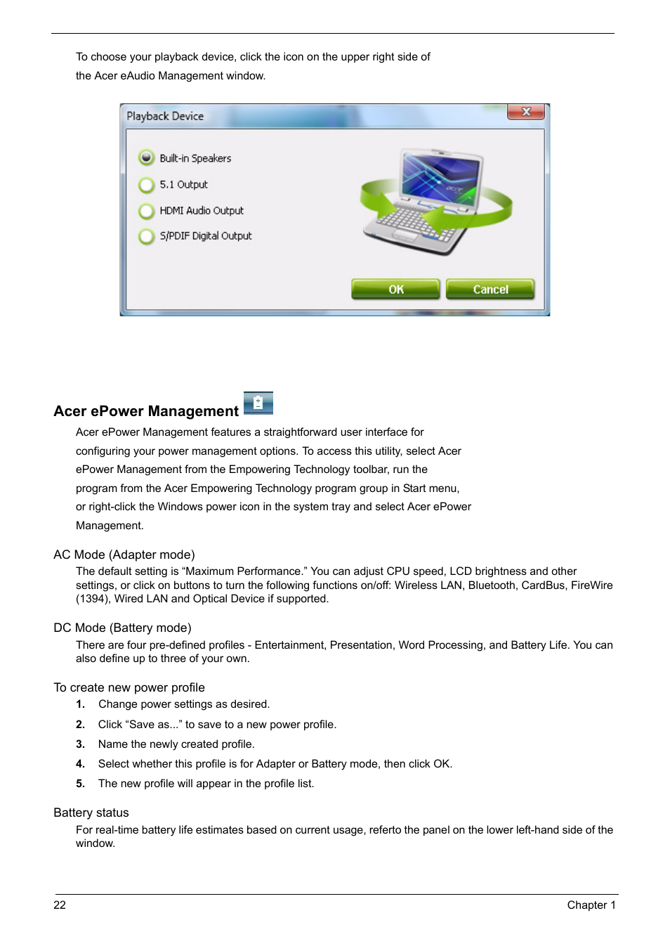 Acer epower management | Acer 6920 User Manual | Page 28 / 124