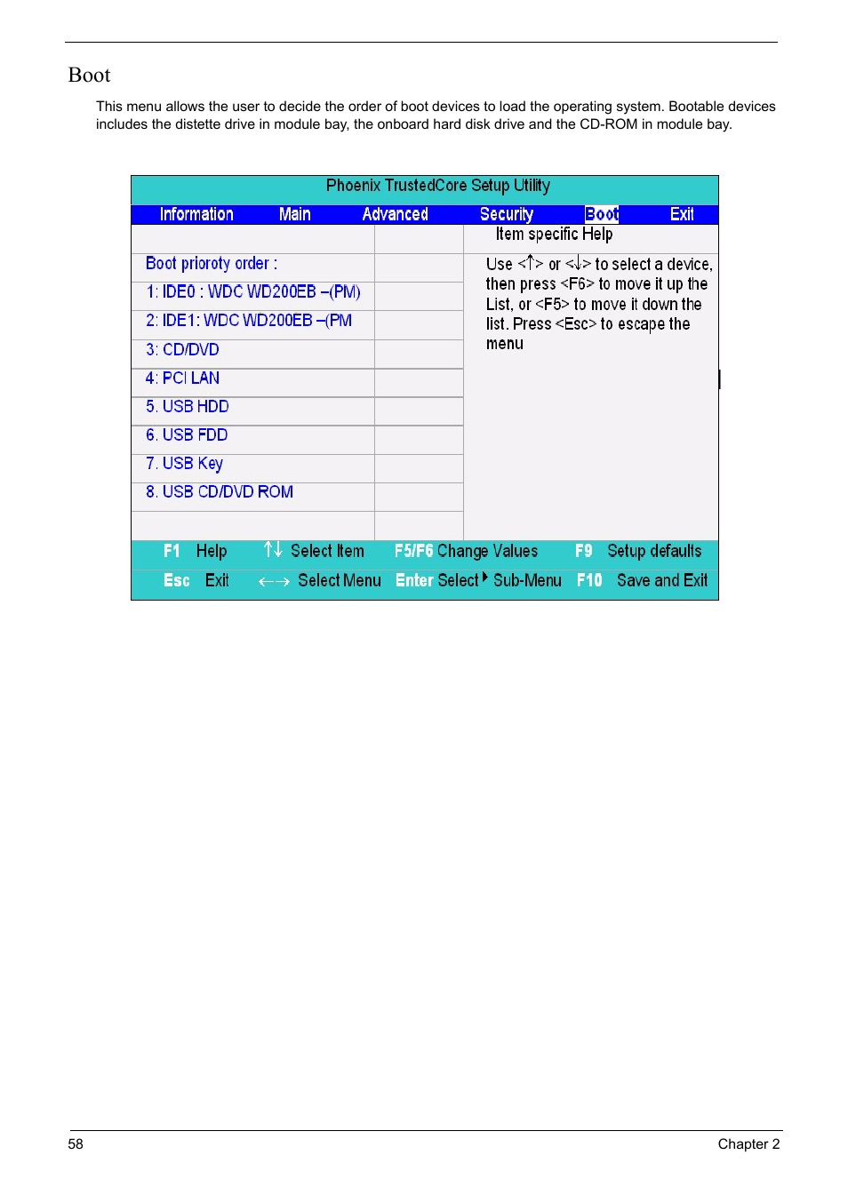 Boot | Acer 6920 User Manual | Page 58 / 124