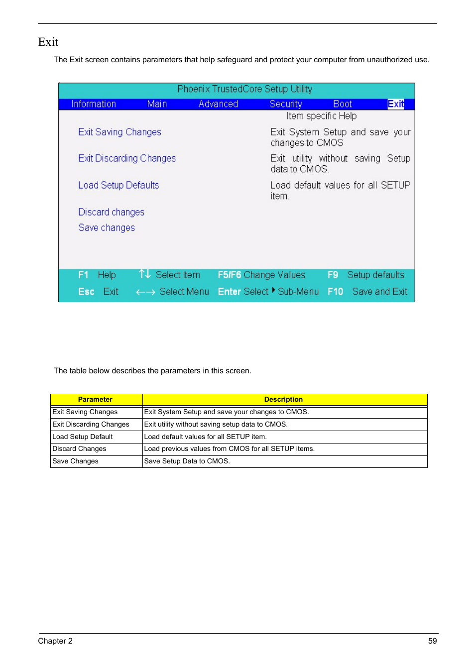 Exit | Acer 6920 User Manual | Page 59 / 124