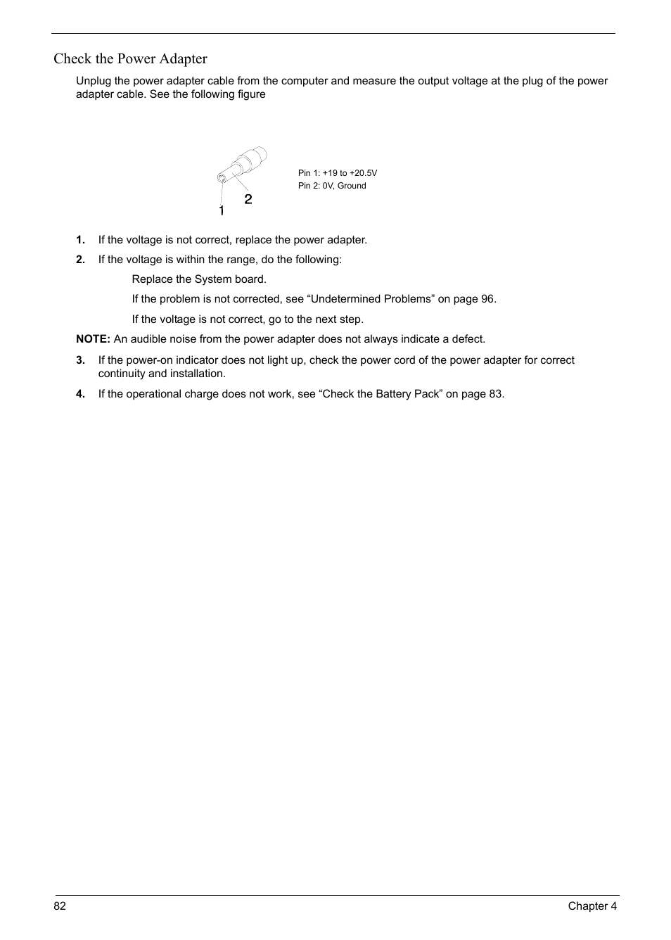 Check the power adapter | Acer 6920 User Manual | Page 82 / 124