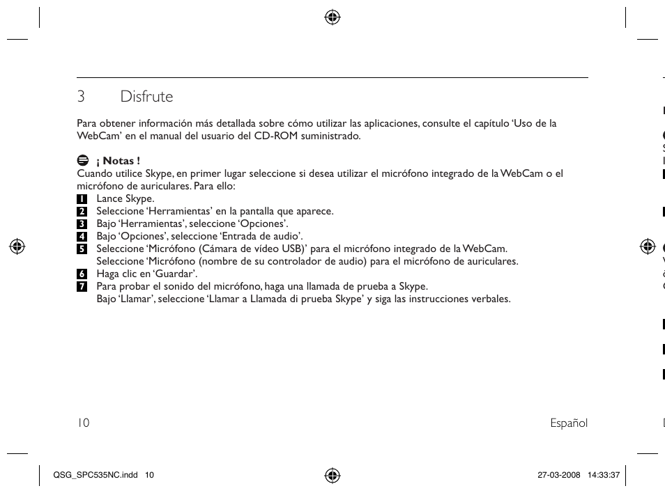 3 disfrute | Philips Webcam User Manual | Page 10 / 32