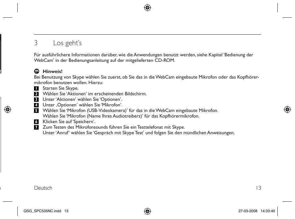 3 los geht’s | Philips Webcam User Manual | Page 13 / 32