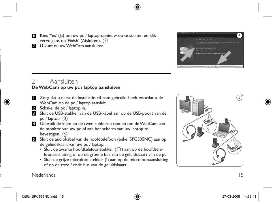 2 aansluiten | Philips Webcam User Manual | Page 15 / 32