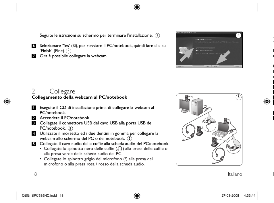 2 collegare | Philips Webcam User Manual | Page 18 / 32