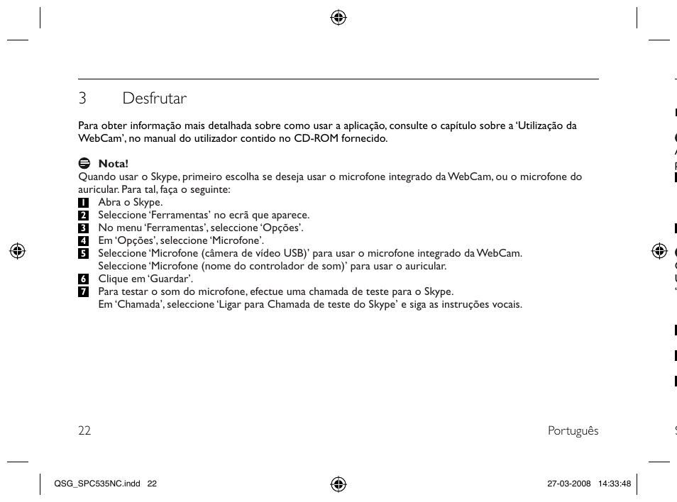 3 desfrutar | Philips Webcam User Manual | Page 22 / 32