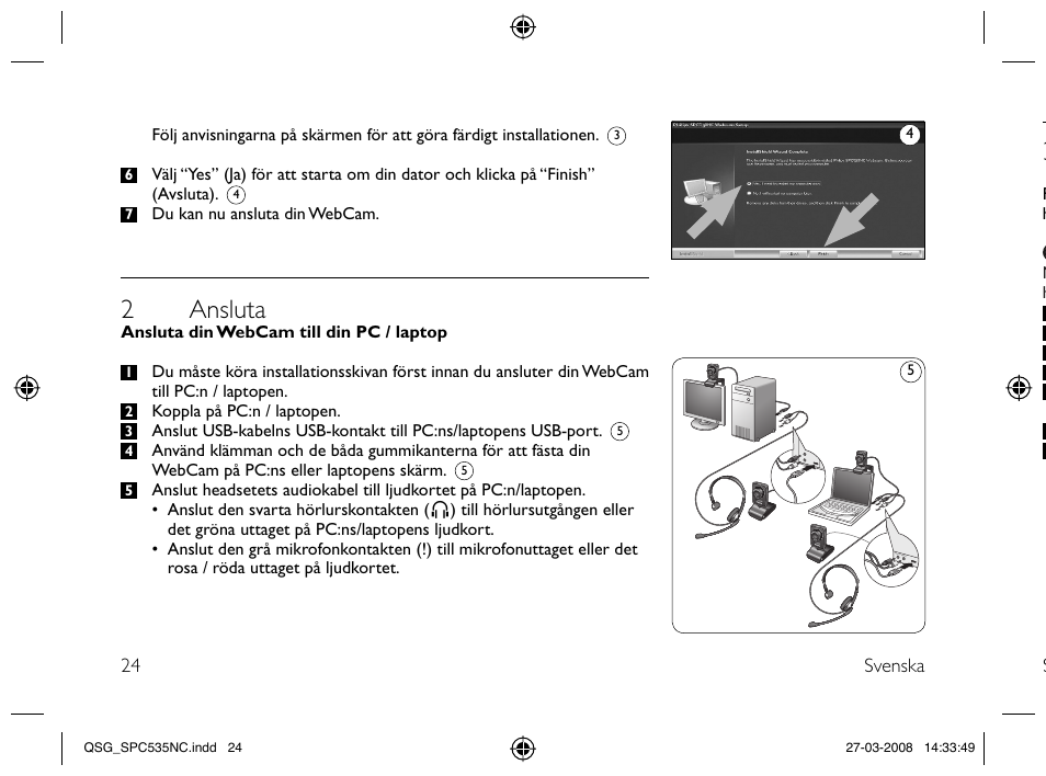 2 ansluta | Philips Webcam User Manual | Page 24 / 32