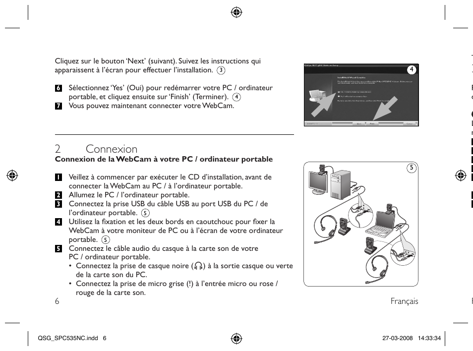 2 connexion | Philips Webcam User Manual | Page 6 / 32