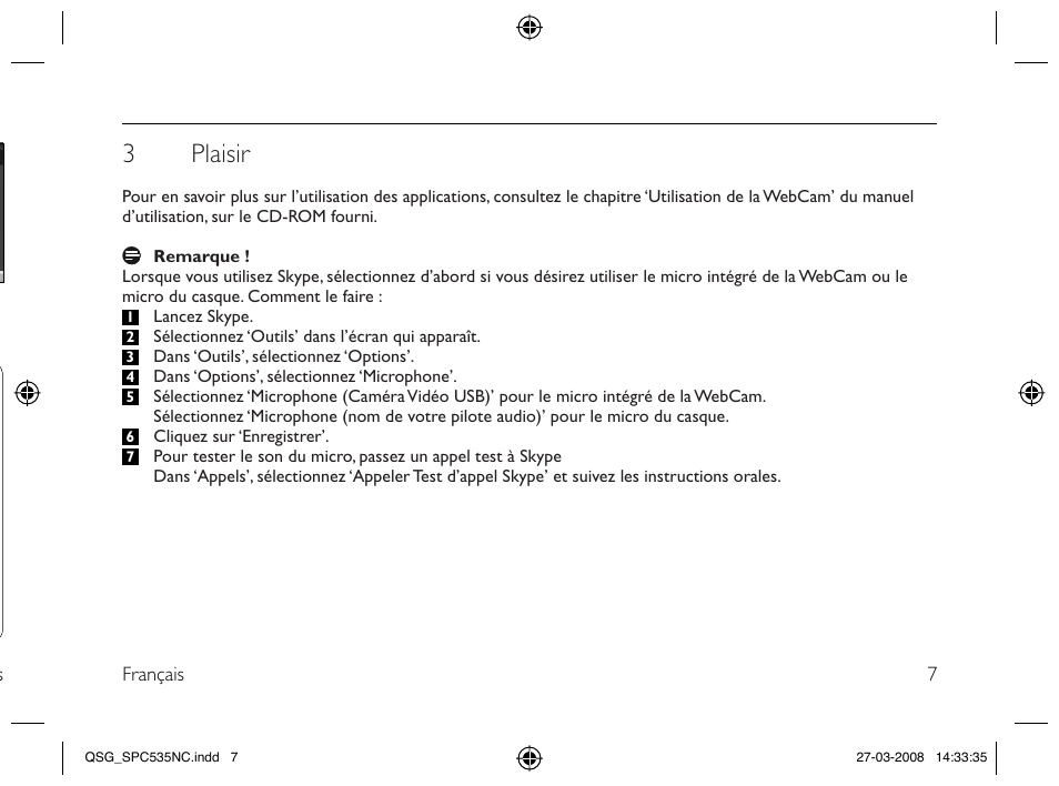 3 plaisir | Philips Webcam User Manual | Page 7 / 32