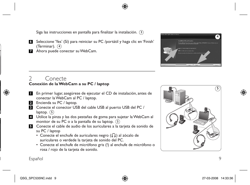 2 conecte | Philips Webcam User Manual | Page 9 / 32