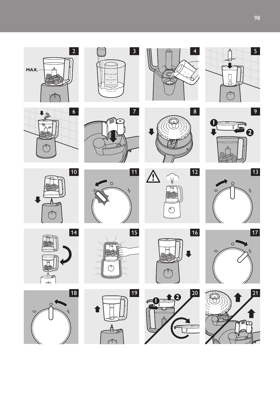 Philips AVENT Kombinierter Dampfgarer und Mixer User Manual | Page 98 / 100