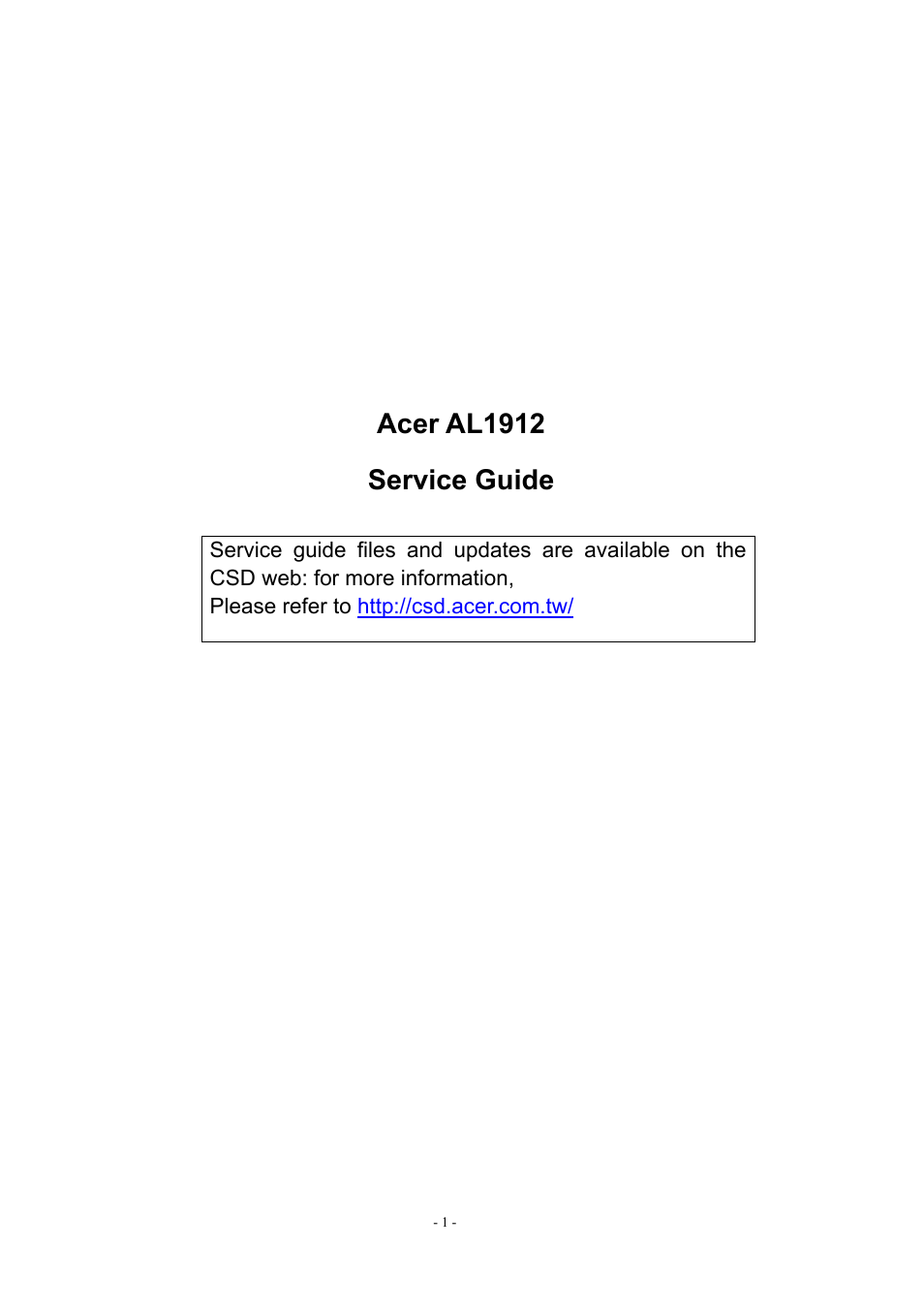 Acer AL1912 User Manual | 62 pages