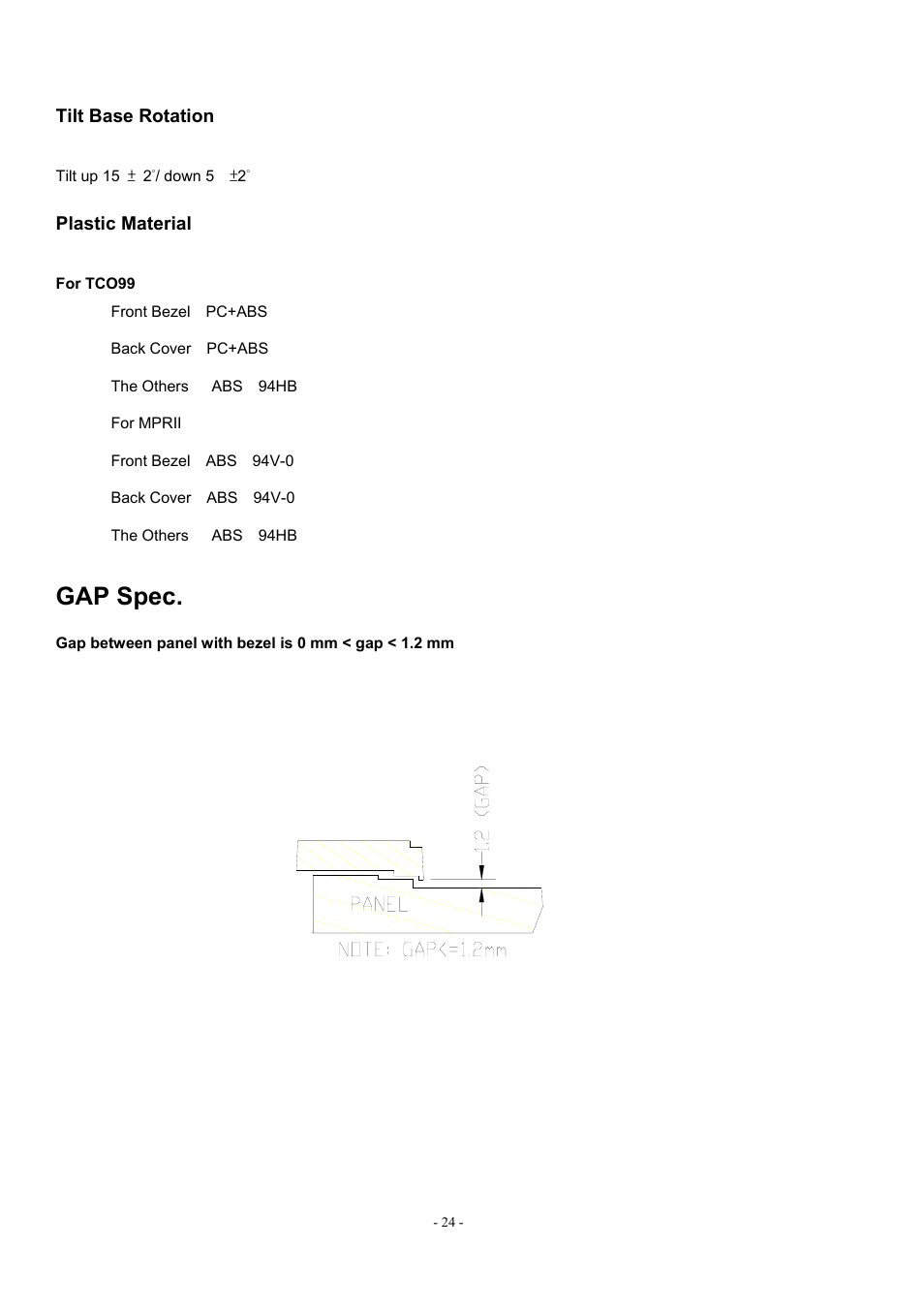 Gap spec | Acer AL1912 User Manual | Page 24 / 62