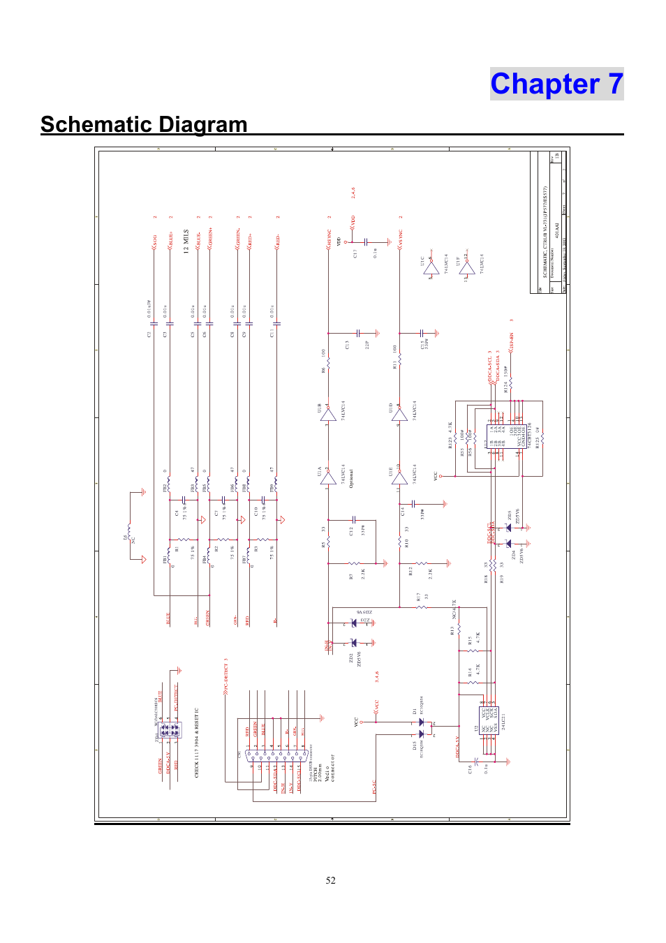 Chapter 7, Schematic diagram | Acer AL1912 User Manual | Page 52 / 62