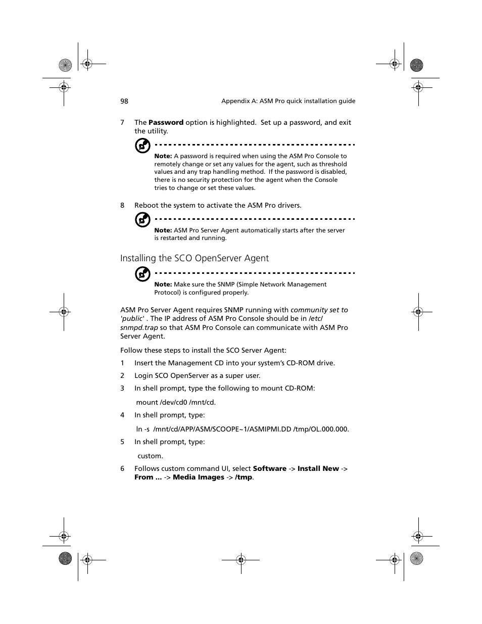 Installing the sco openserver agent | Acer Altos G500 User Manual | Page 108 / 124