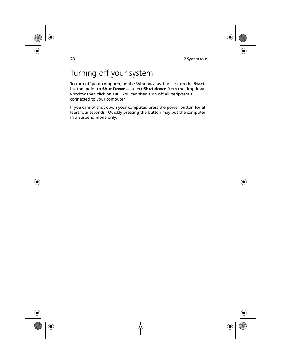 Turning off your system | Acer Altos G500 User Manual | Page 38 / 124