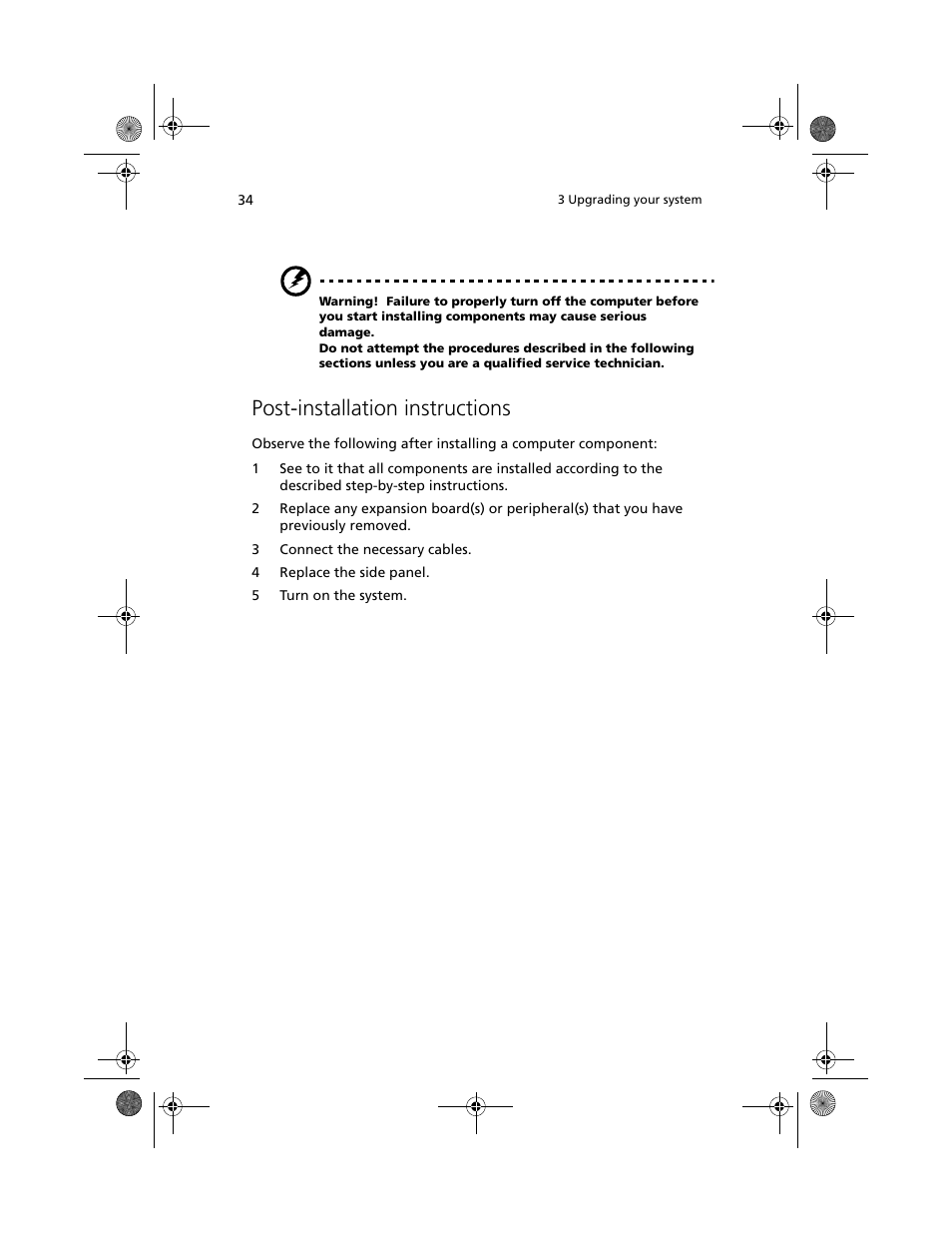 Post-installation instructions | Acer Altos G500 User Manual | Page 44 / 124