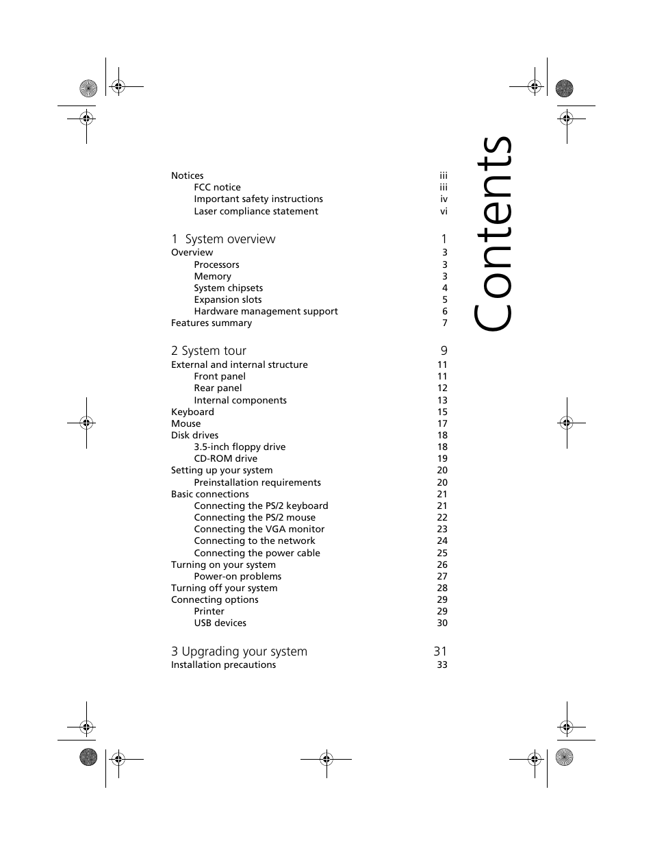 Acer Altos G500 User Manual | Page 7 / 124