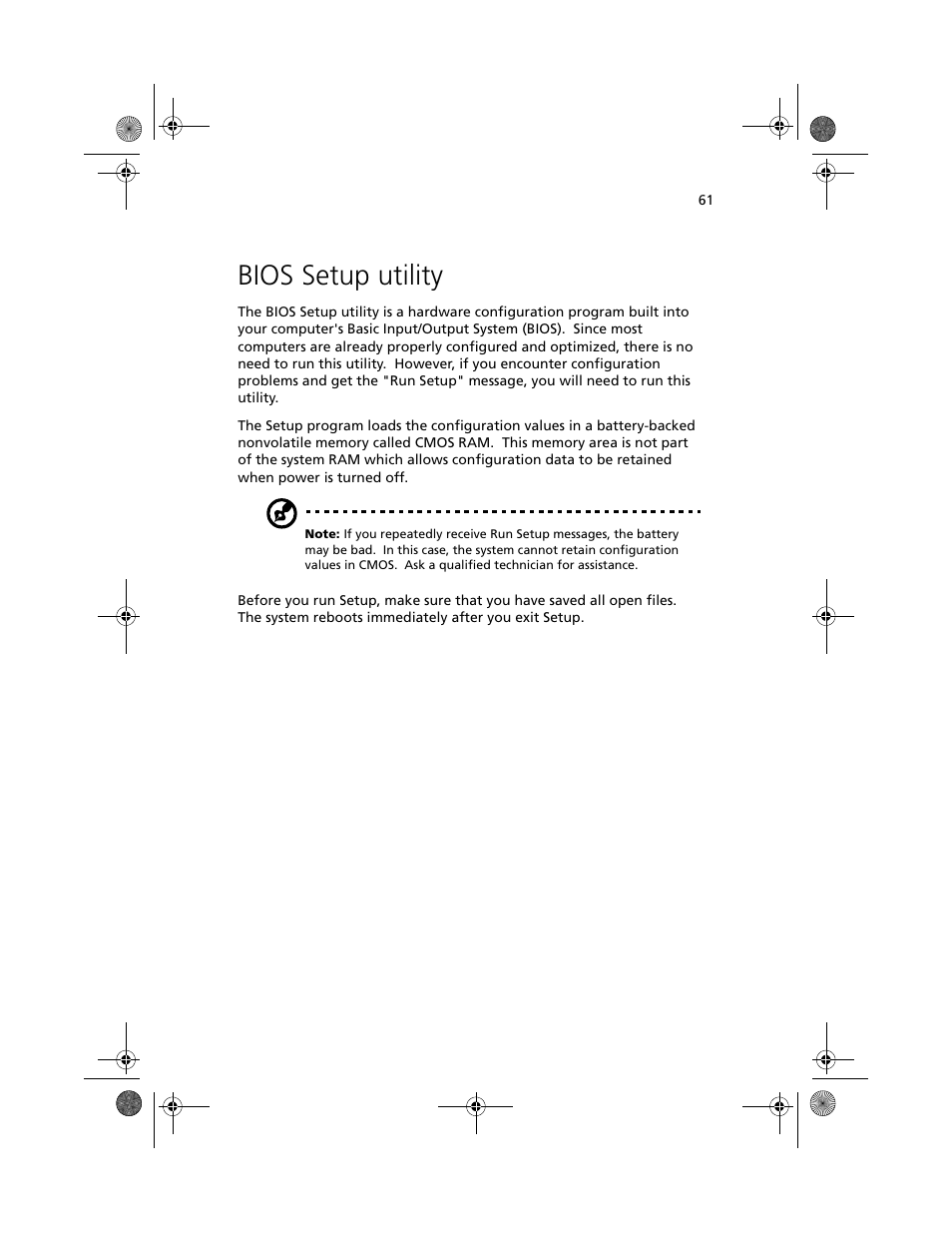 Bios setup utility | Acer Altos G500 User Manual | Page 71 / 124