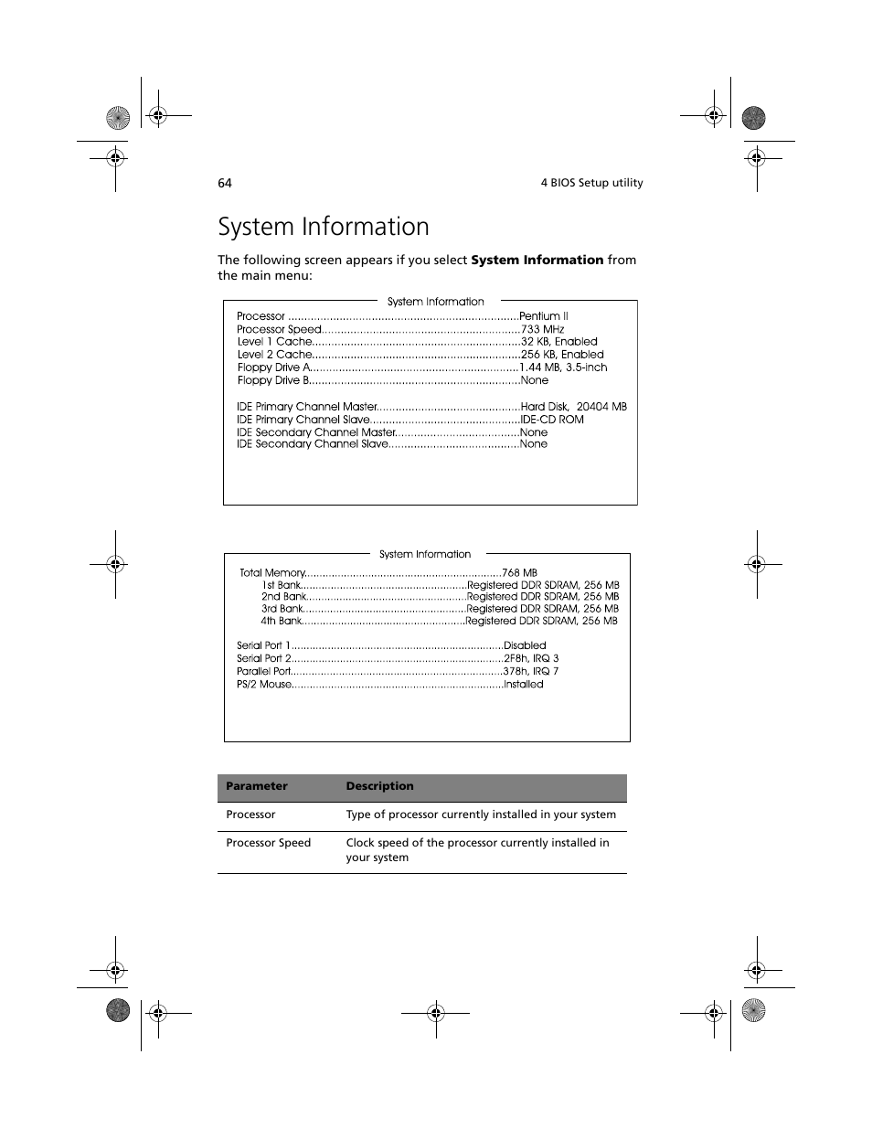 System information | Acer Altos G500 User Manual | Page 74 / 124