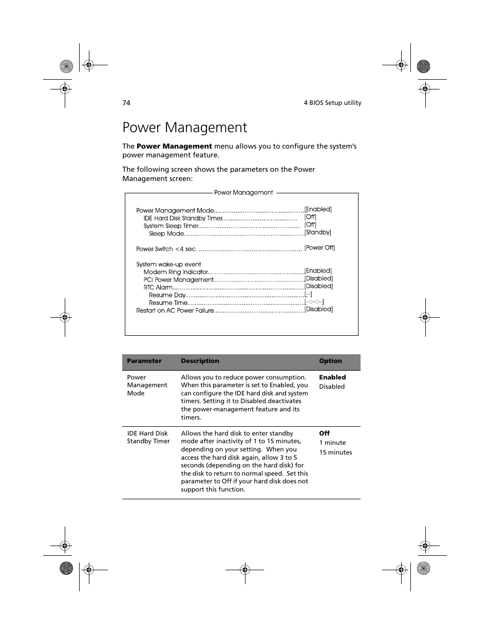 Power management | Acer Altos G500 User Manual | Page 84 / 124