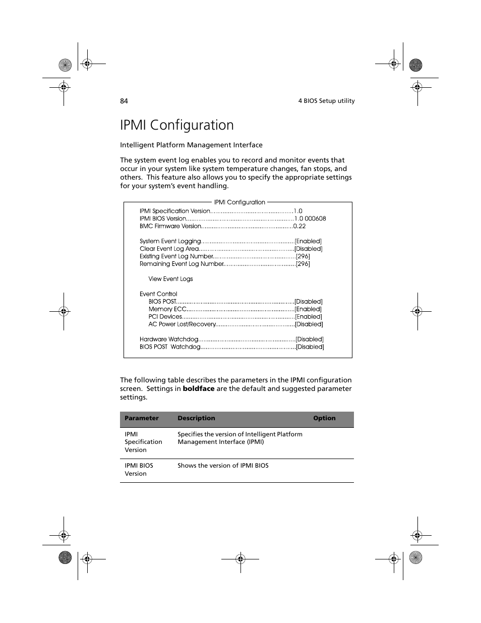 Ipmi configuration | Acer Altos G500 User Manual | Page 94 / 124