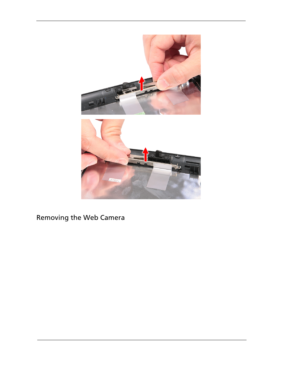 Removing the web camera | Acer 5730Z/5330 User Manual | Page 105 / 172